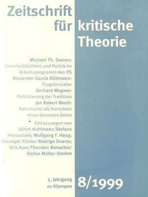 cover image of Zeitschrift für kritische Theorie / Zeitschrift für kritische Theorie, Heft 8